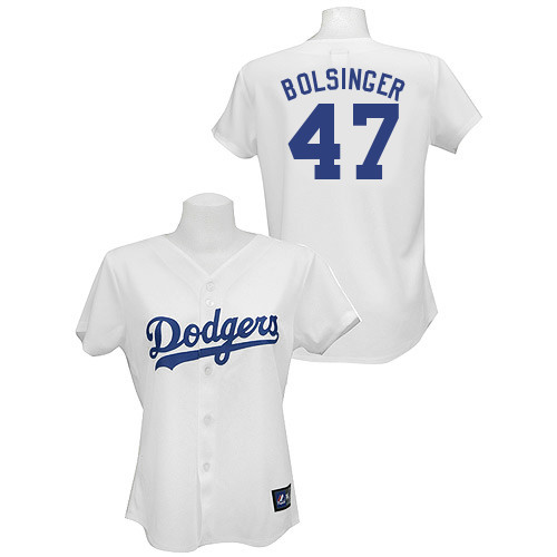 Mike Bolsinger #47 mlb Jersey-L A Dodgers Women's Authentic Home White Baseball Jersey